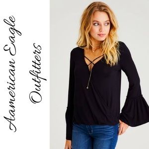 AE black bell longsleeve soft and sexy blouse